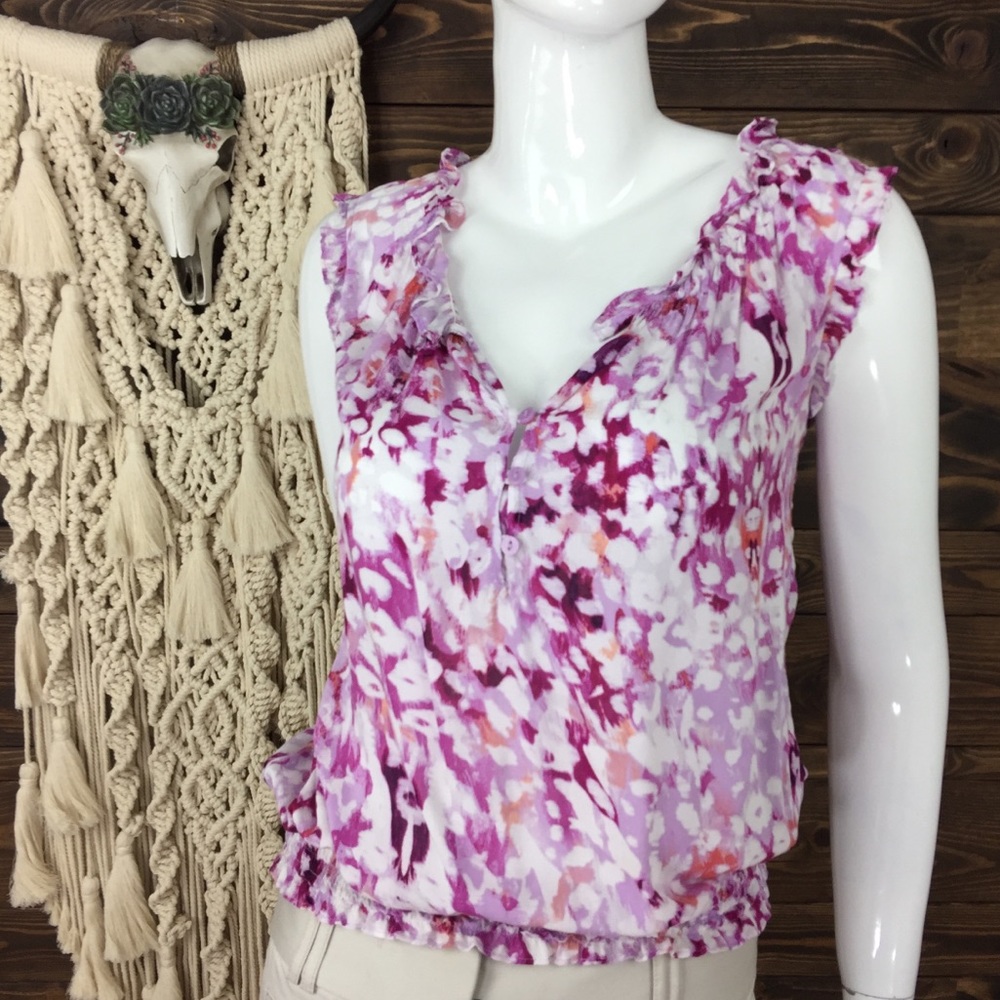 a.n.a | Floral Watercolor Ruffle Button Down
